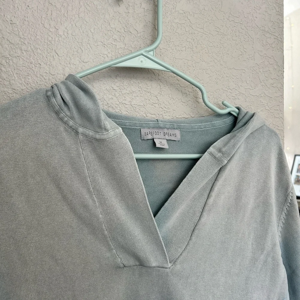BAREFOOT DREAMS | Sunbleached 100% cotton bonfire hoodie sage green size medium - Picture 3 of 7